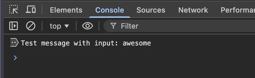 Console output produced by a logpoint in Chrome DevTools